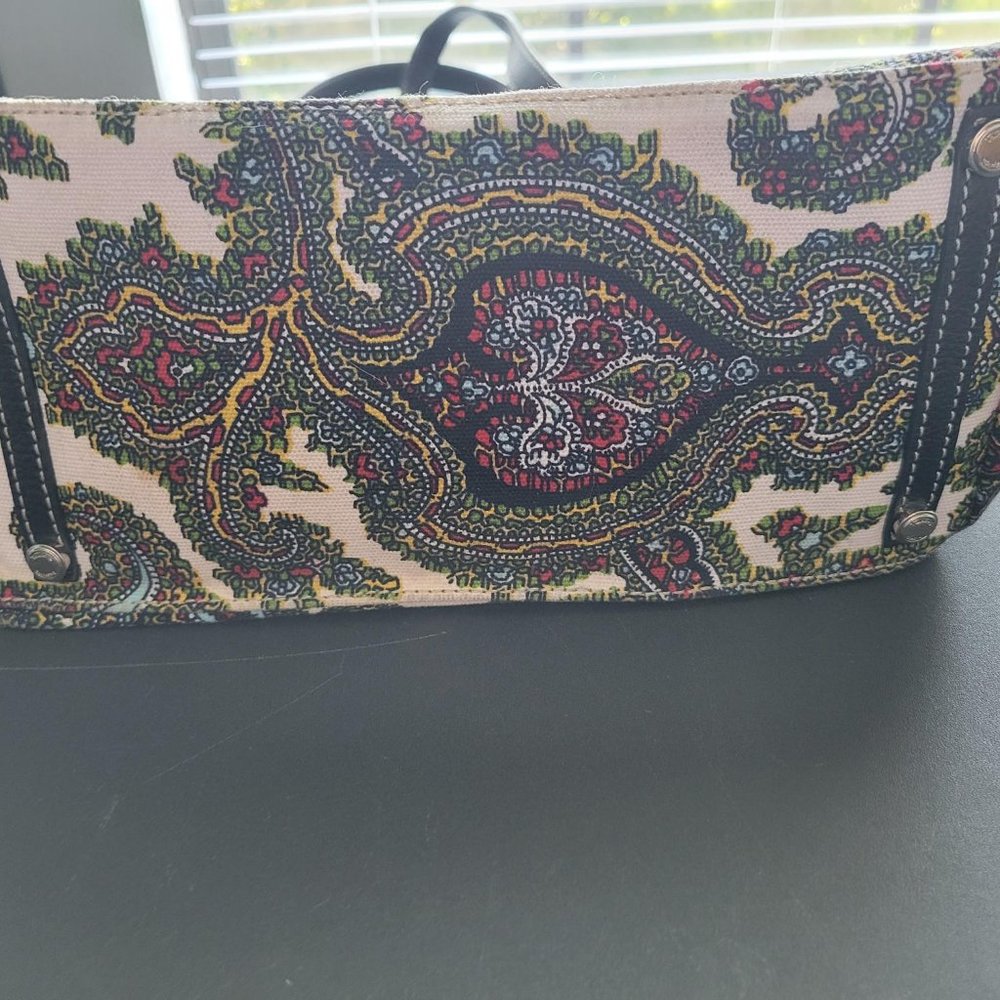 Talbots Large Paisley Tapestry Handbag Purse with Clip Closure Inside Pockets - Picture 2 of 5